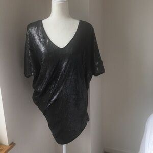 Bcbg sequin asymmetrical mini dress v neck XXS